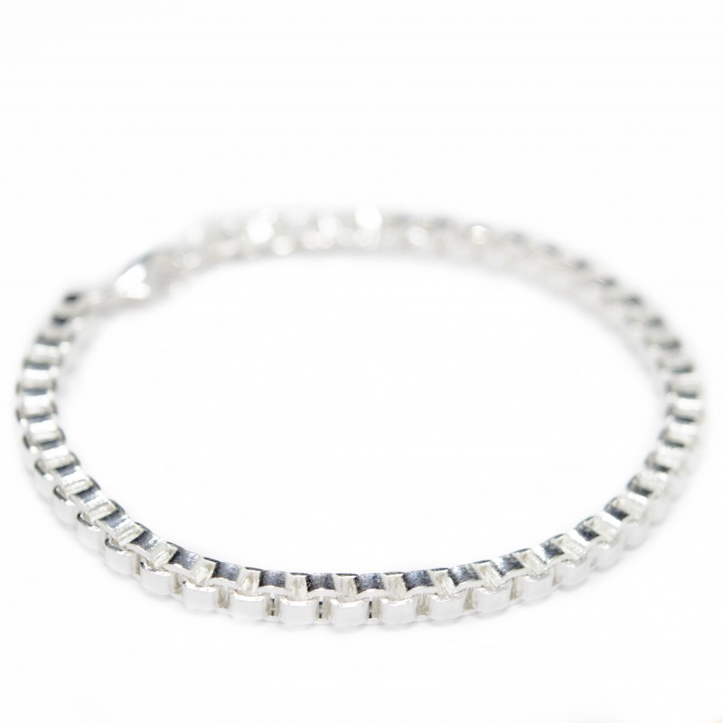 Silver square store link bracelet