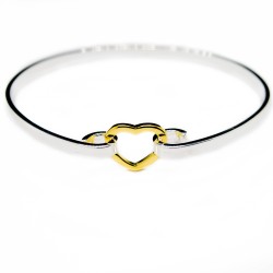 Silver bracelet with a golden heart, jewellery at a discount price