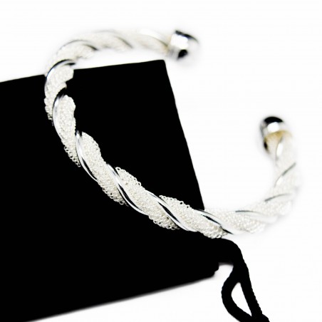 Bracelet Jonc Torsadé Argent 925 Ouvrable 67mm Dolly-Bijoux - Neuf Avec étiquettes