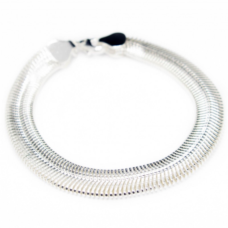 Men’s silver large flat snake chain bracelet