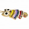 Women’s golden long necklace with colorful owl pendant 