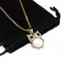 Women’s golden long necklace with a black or white owl pendant