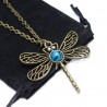 Women’s fashion bronze long necklace with dragonfly pendant