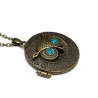 Women’s fashion long necklace with bronze owl locket