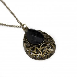 Women’s long necklace with teardrop pendant