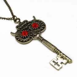 Women’s long necklace with owl key pendant