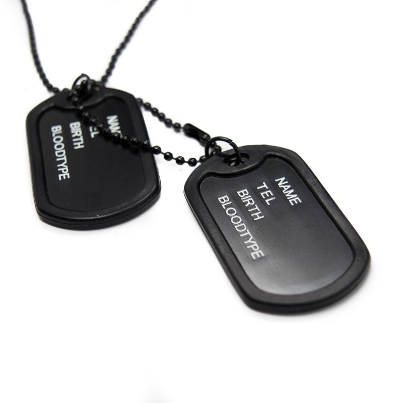 Men’s or women’s black dog tags fashion necklace