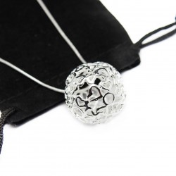Women’s thin silver chain necklace with big ball pendant
